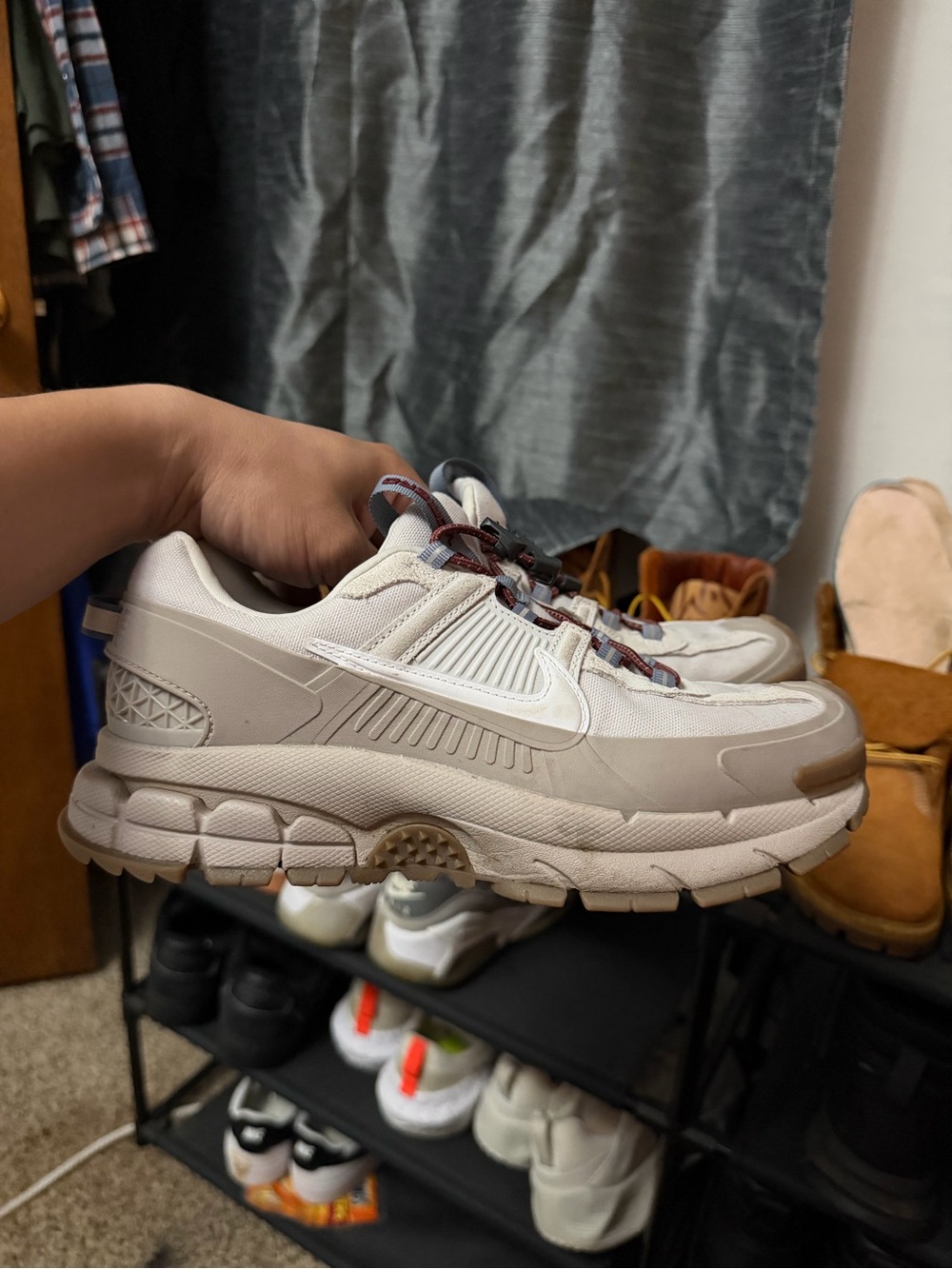 Nike Men’s Beige and White Trail Sneakers